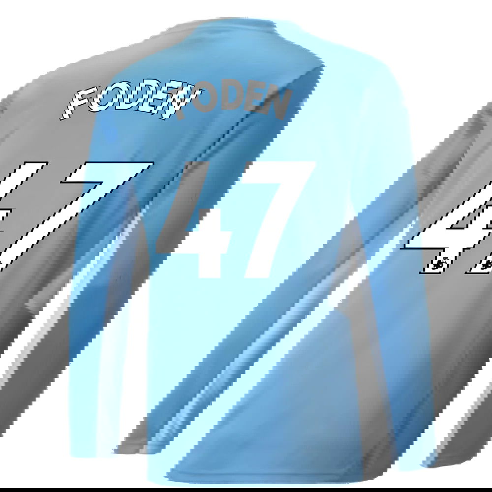 2021-2022 Man City Long Sleeve Home Shirt (FODEN 47)