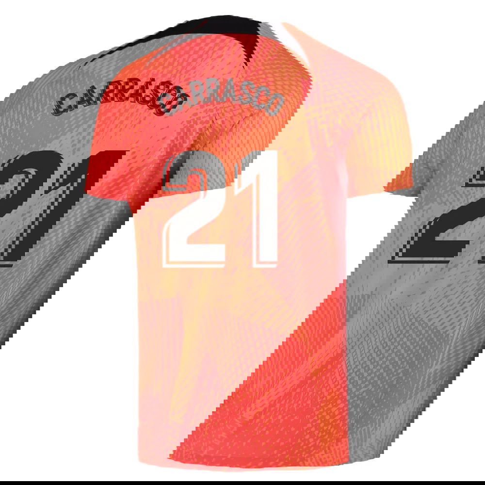 2022-2023 Atletico Madrid Pre-Match Training Shirt (Laser Crimson) (CARRASCO 21)