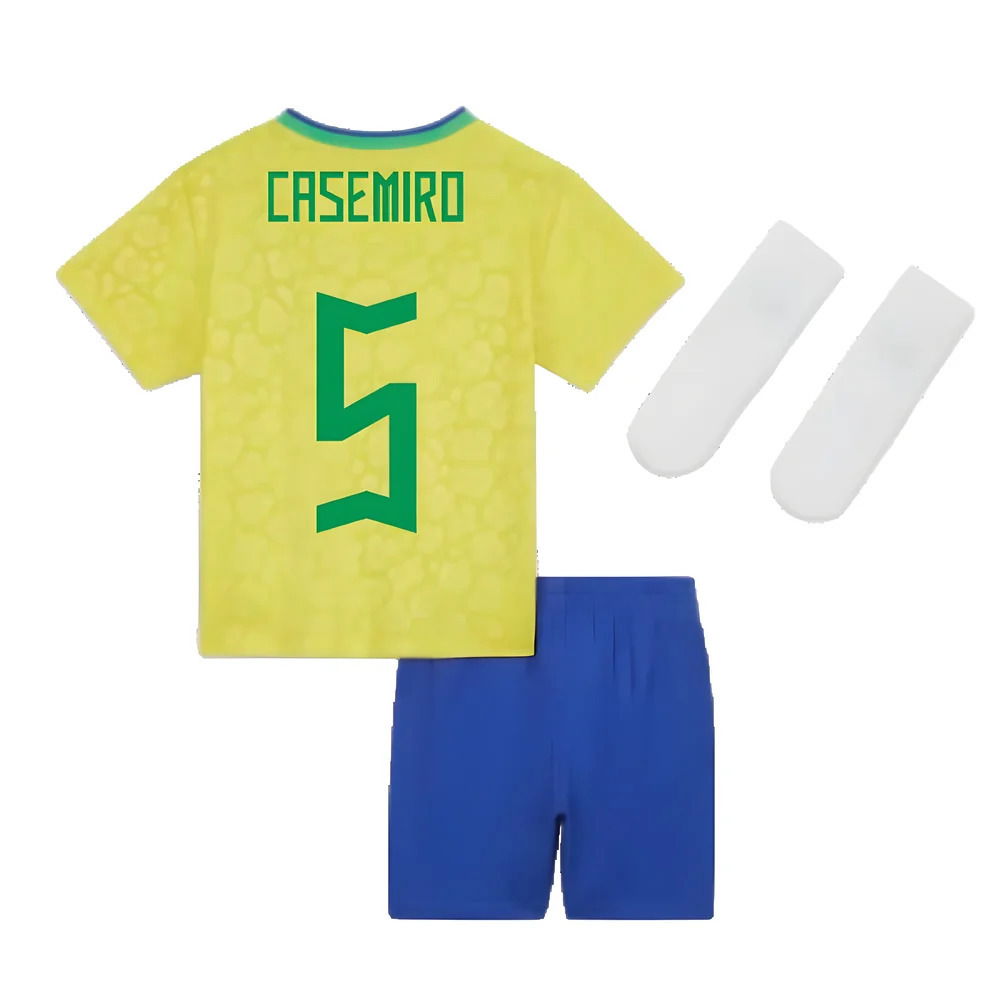 2022-2023 Brazil Home Little Boys Mini Kit (Casemiro 5)
