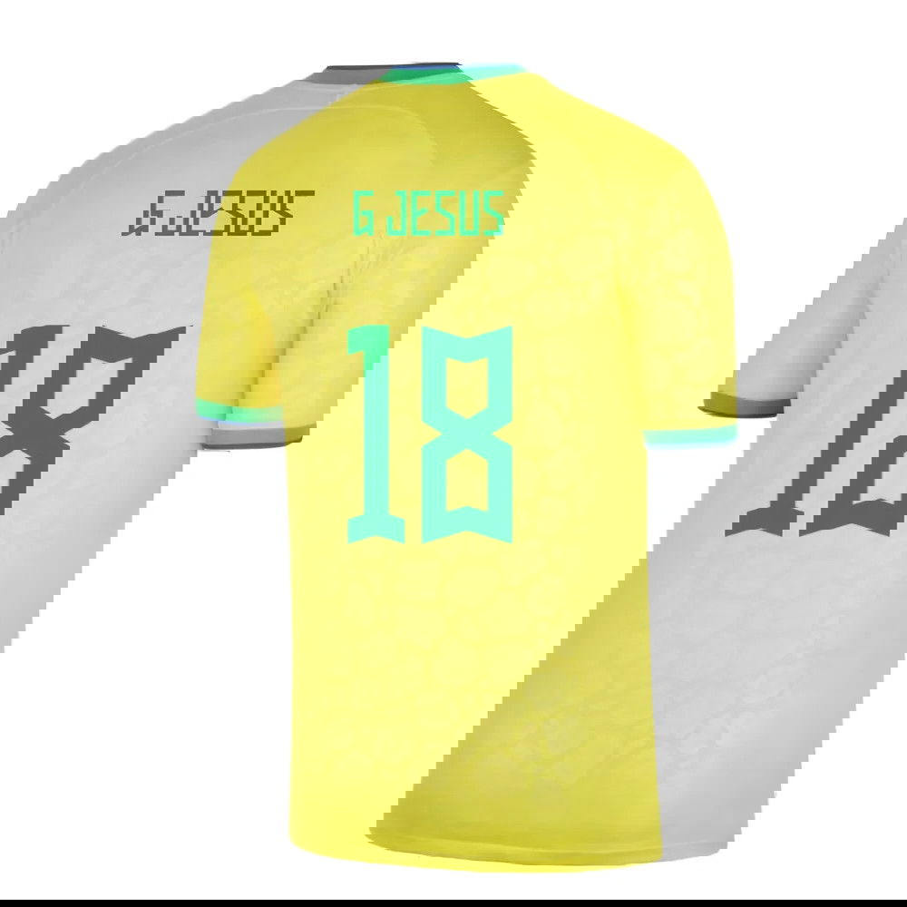 2022-2023 Brazil Little Boys Home Shirt (G Jesus 18)