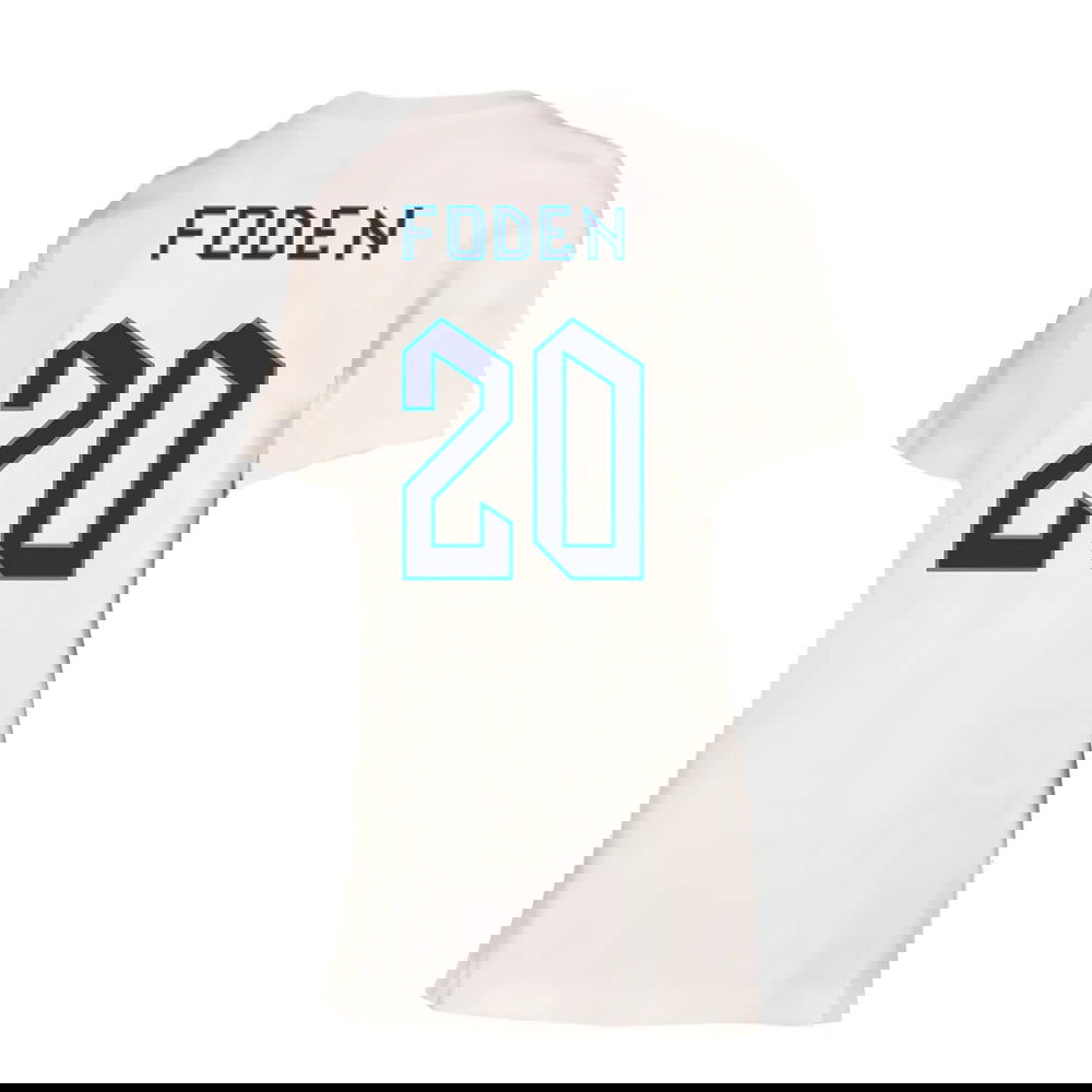 2022-2023 England Crest Tee (White) - Kids (Foden 20)