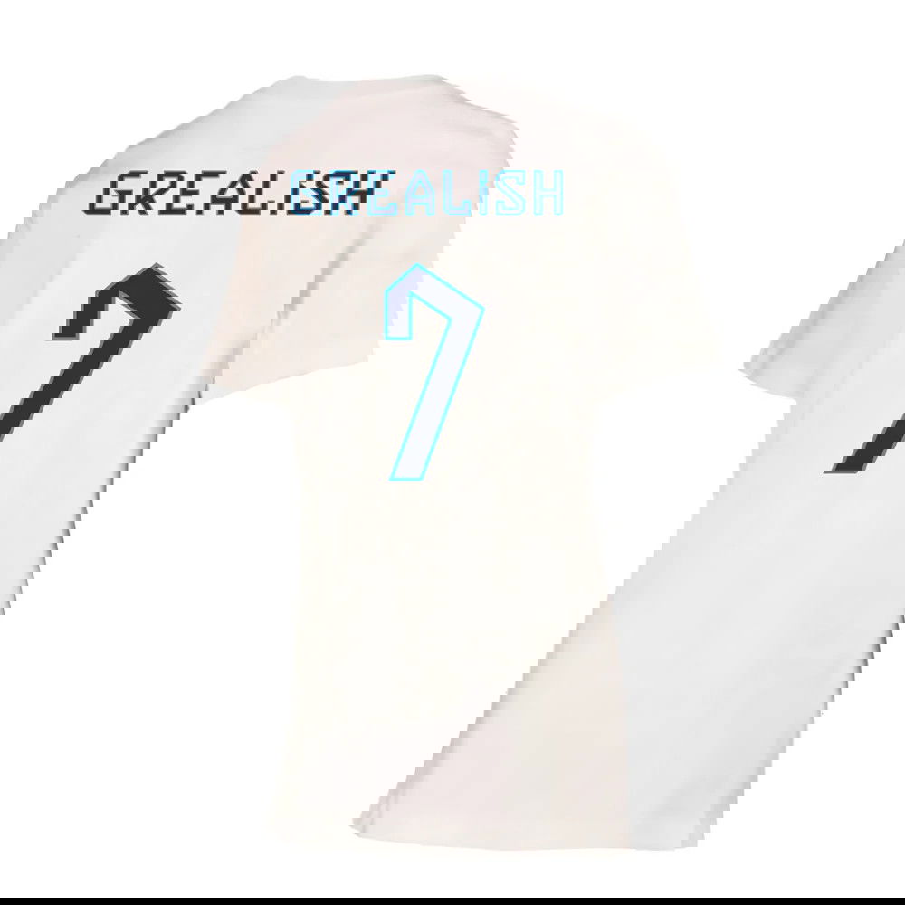 2022-2023 England Crest Tee (White) - Kids (Grealish 7)