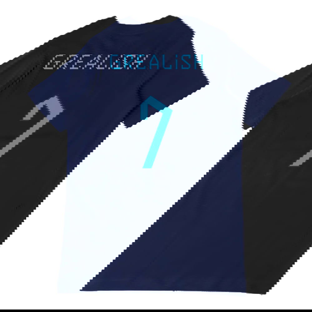 2022-2023 England Three Lions Tee (Navy) - Kids (Grealish 7)