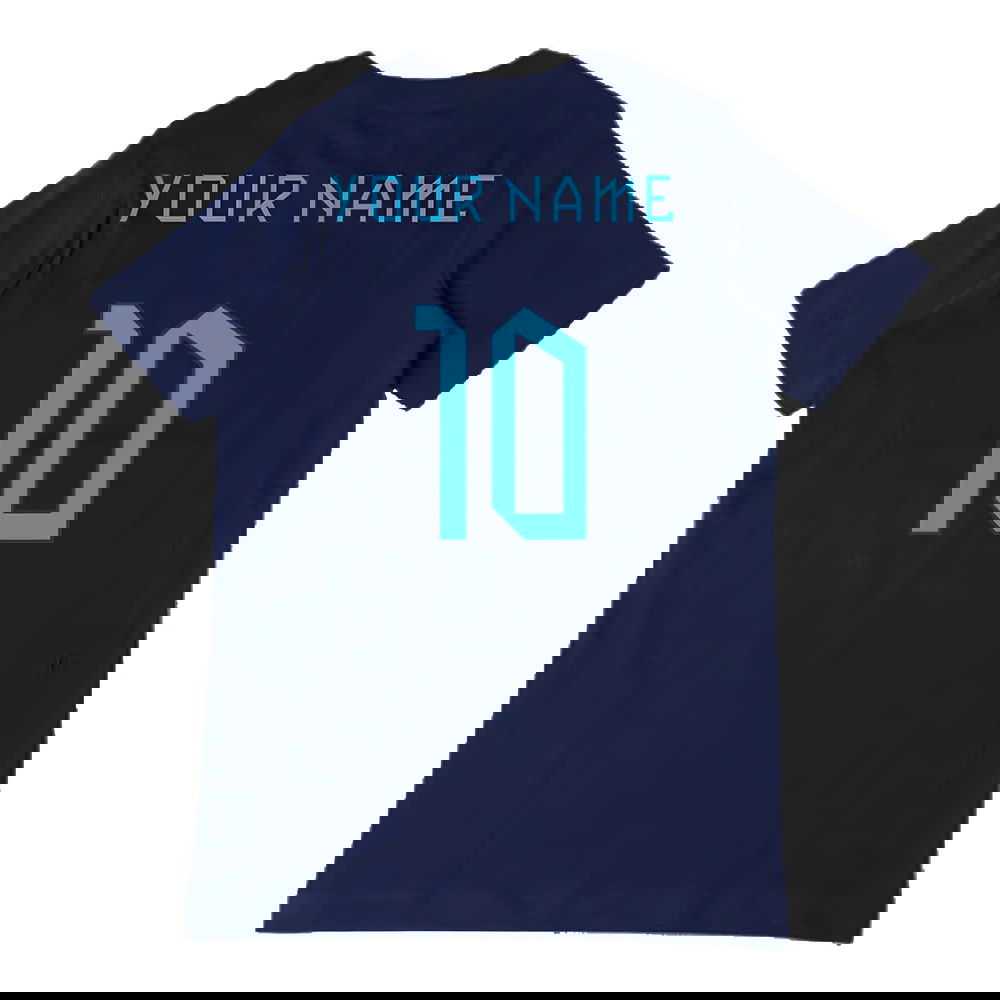 2022-2023 England Three Lions Tee (Navy) - Kids (Your Name)