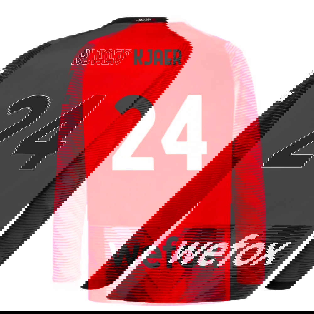 2023-2024 AC Milan Long Sleeve Home Shirt (Kjaer 24)