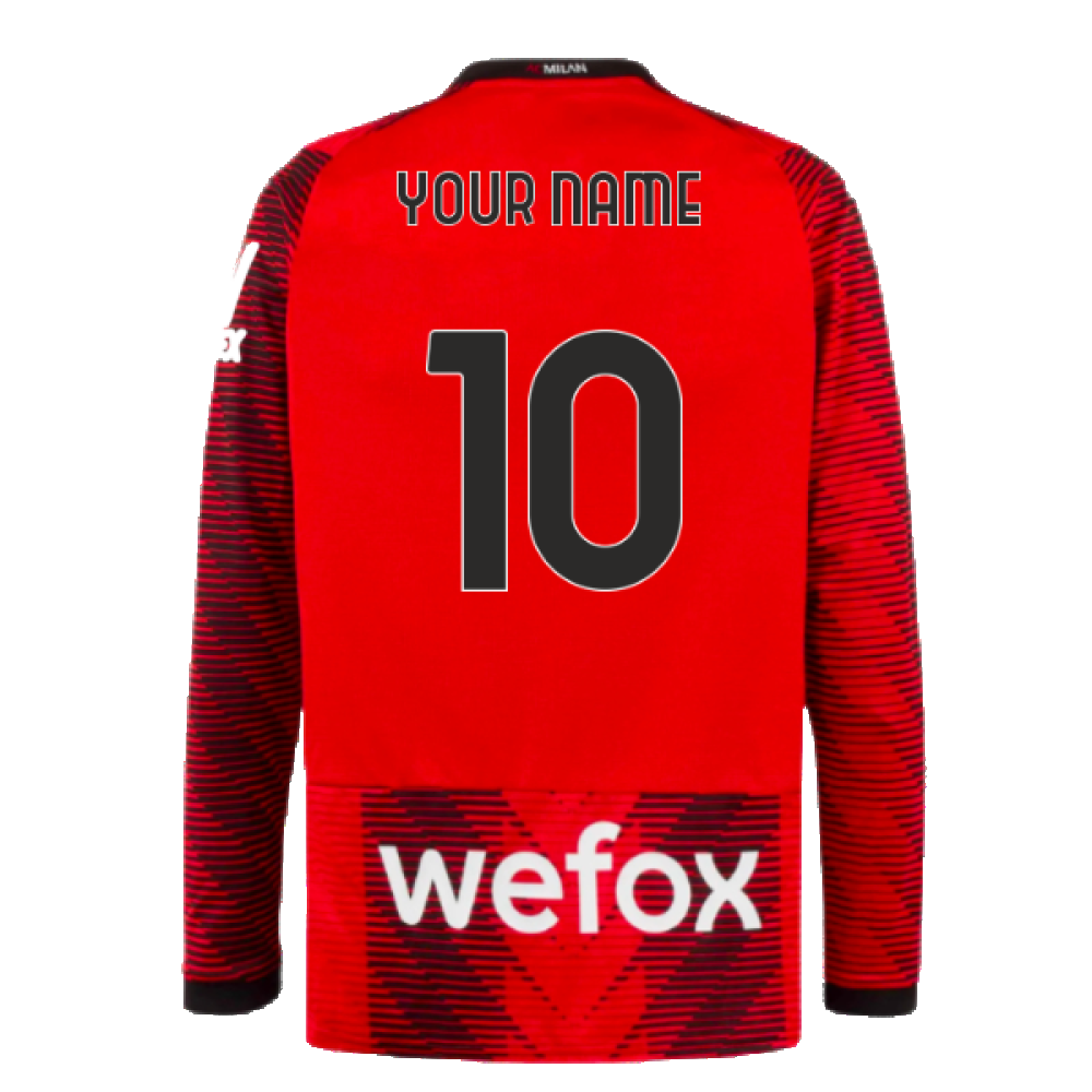 2023-2024 AC Milan Long Sleeve Home Shirt (Your Name)