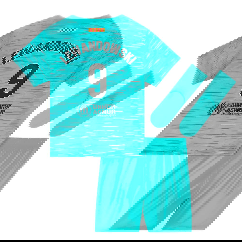 2023-2024 Barcelona Infants Baby Third Kit (Lewandowski 9)