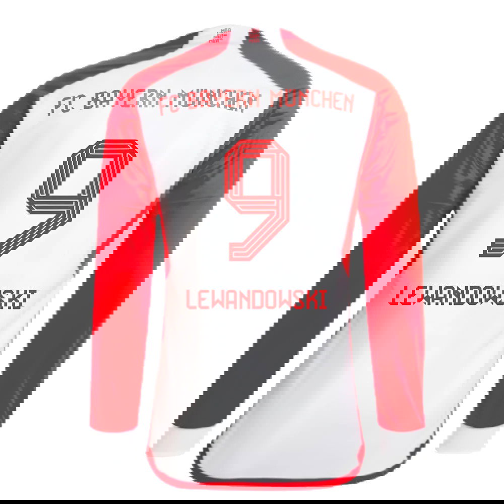 2023-2024 Bayern Munich Long Sleeve Home Shirt (Kids) (Lewandowski 9)