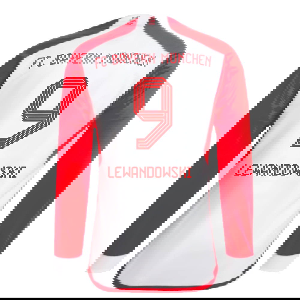 2023-2024 Bayern Munich Long Sleeve Home Shirt (Lewandowski 9)