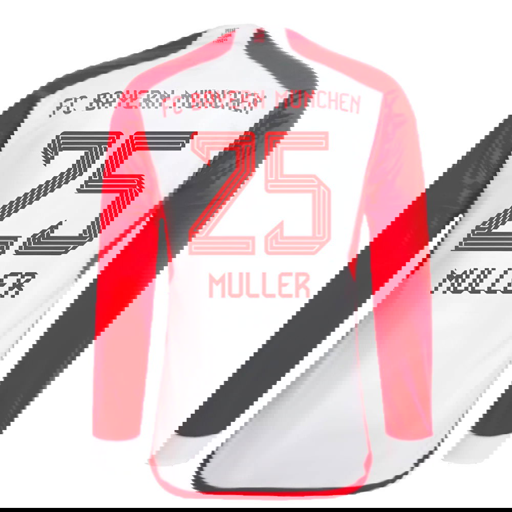 2023-2024 Bayern Munich Long Sleeve Home Shirt (Muller 25)