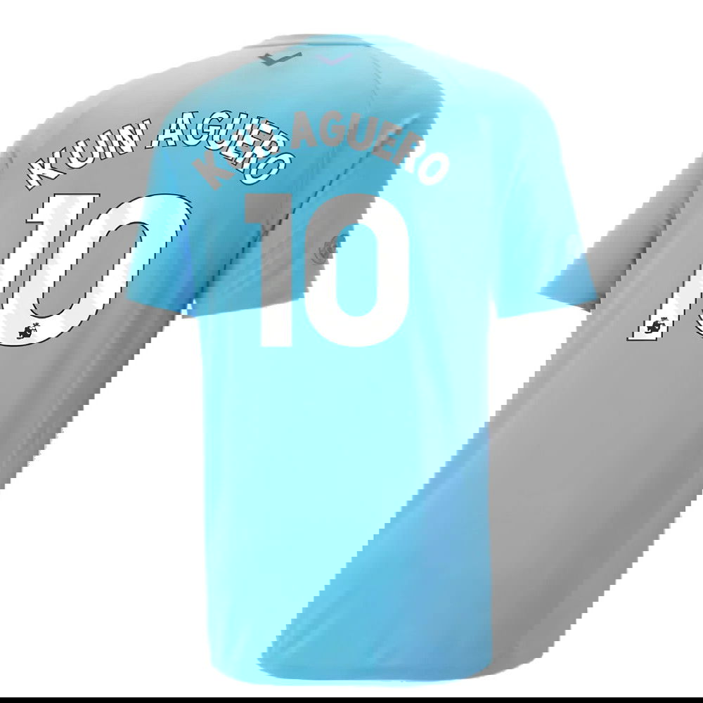 2023-2024 Man City Casuals Tee (Blue Wash) - Kids (KUN AGUERO 10)