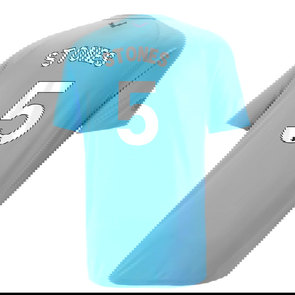 2023-2024 Man City Casuals Tee (Blue Wash) - Kids (STONES 5)