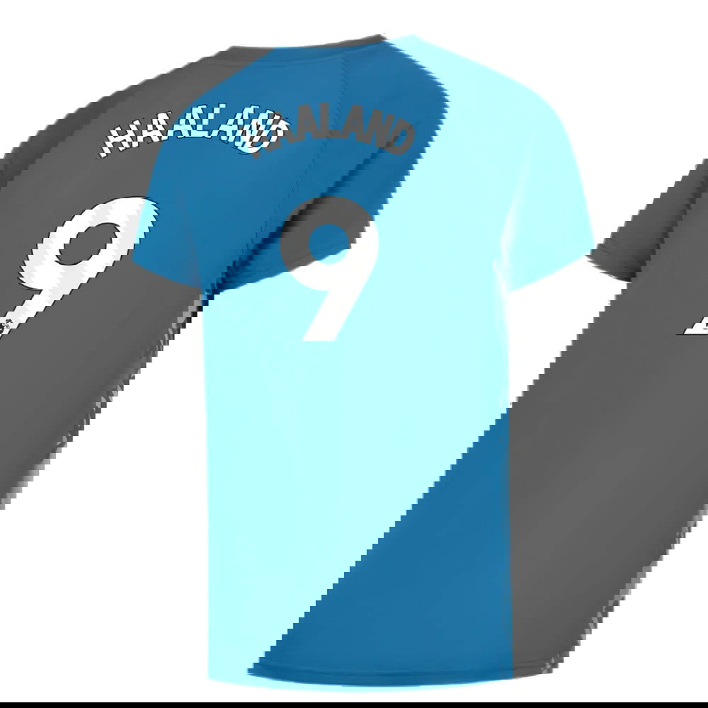 2023-2024 Man City Pre-Match Jersey (Lake Blue) - Kids (HAALAND 9)