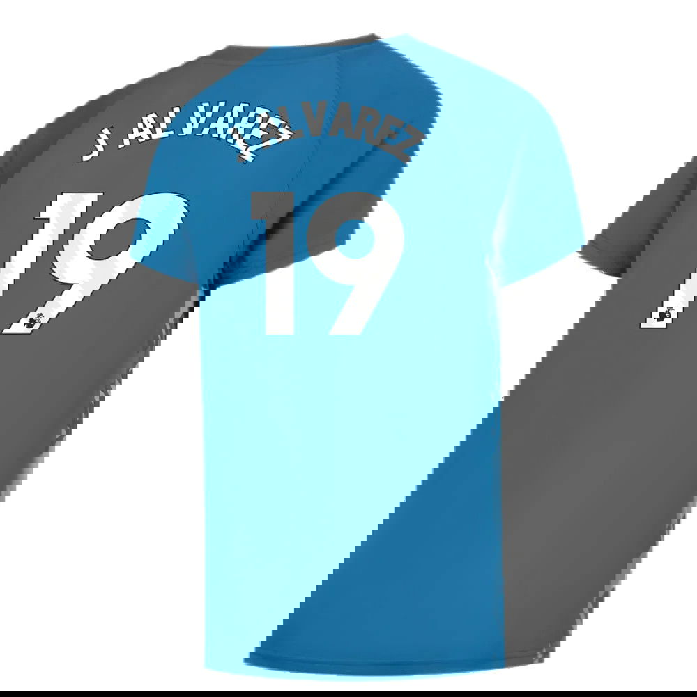 2023-2024 Man City Pre-Match Jersey (Lake Blue) - Kids (J ALVAREZ 19)