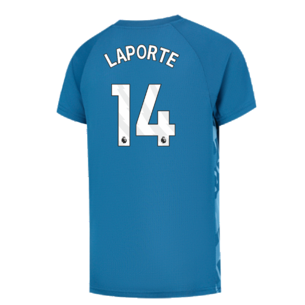 2023-2024 Man City Pre-Match Jersey (Lake Blue) - Kids (LAPORTE 14)