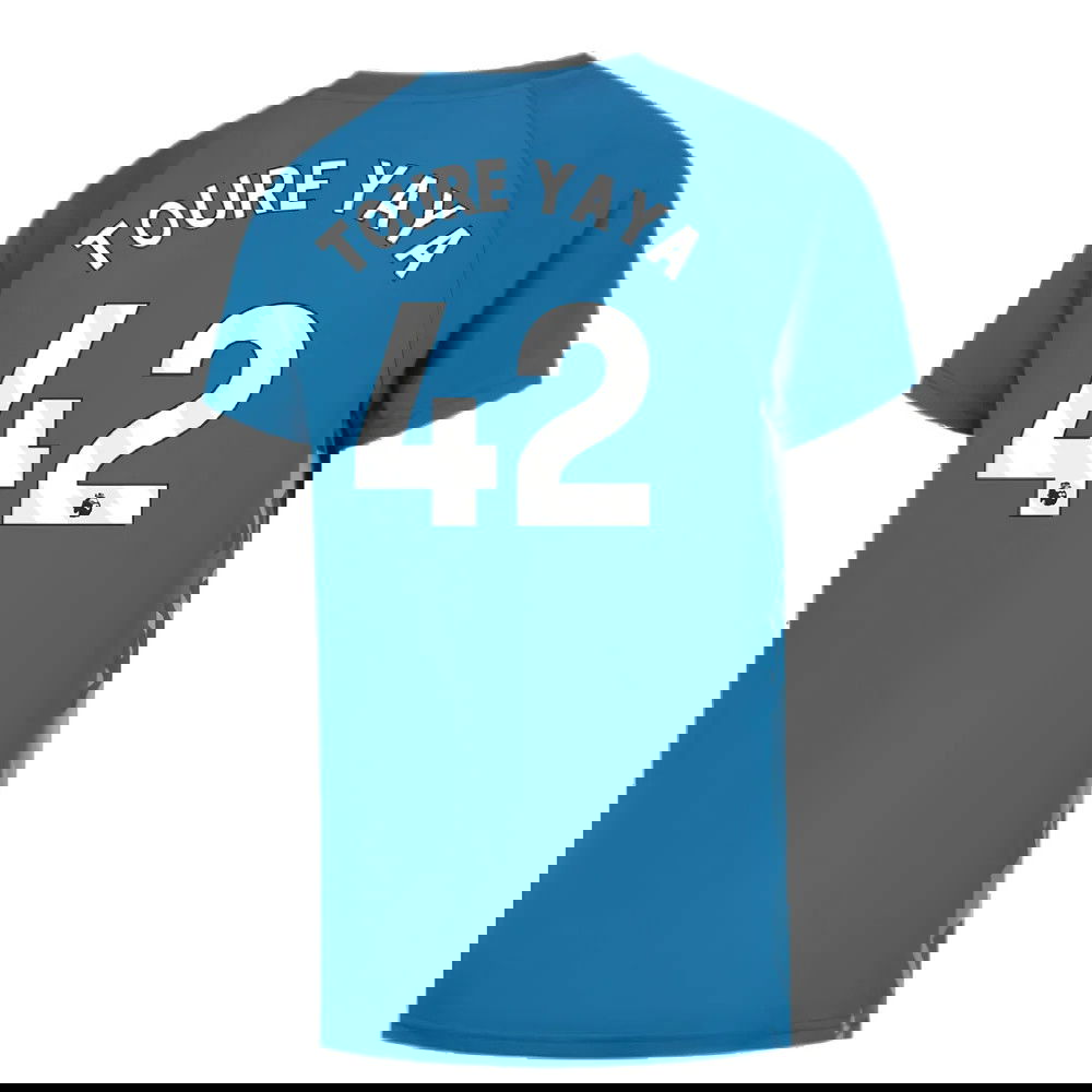 2023-2024 Man City Pre-Match Jersey (Lake Blue) - Kids (TOURE YAYA 42)