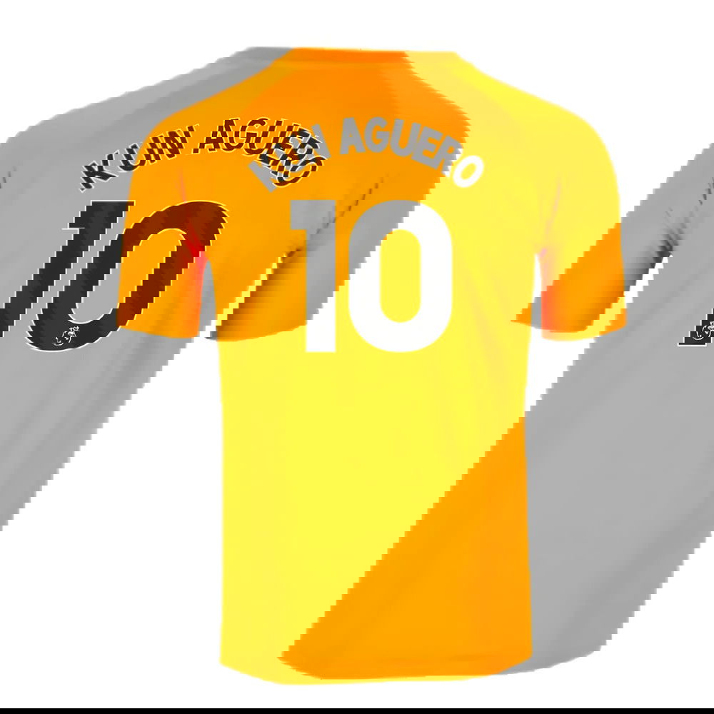 2023-2024 Man City Pre-Match Jersey (Orange) (KUN AGUERO 10)