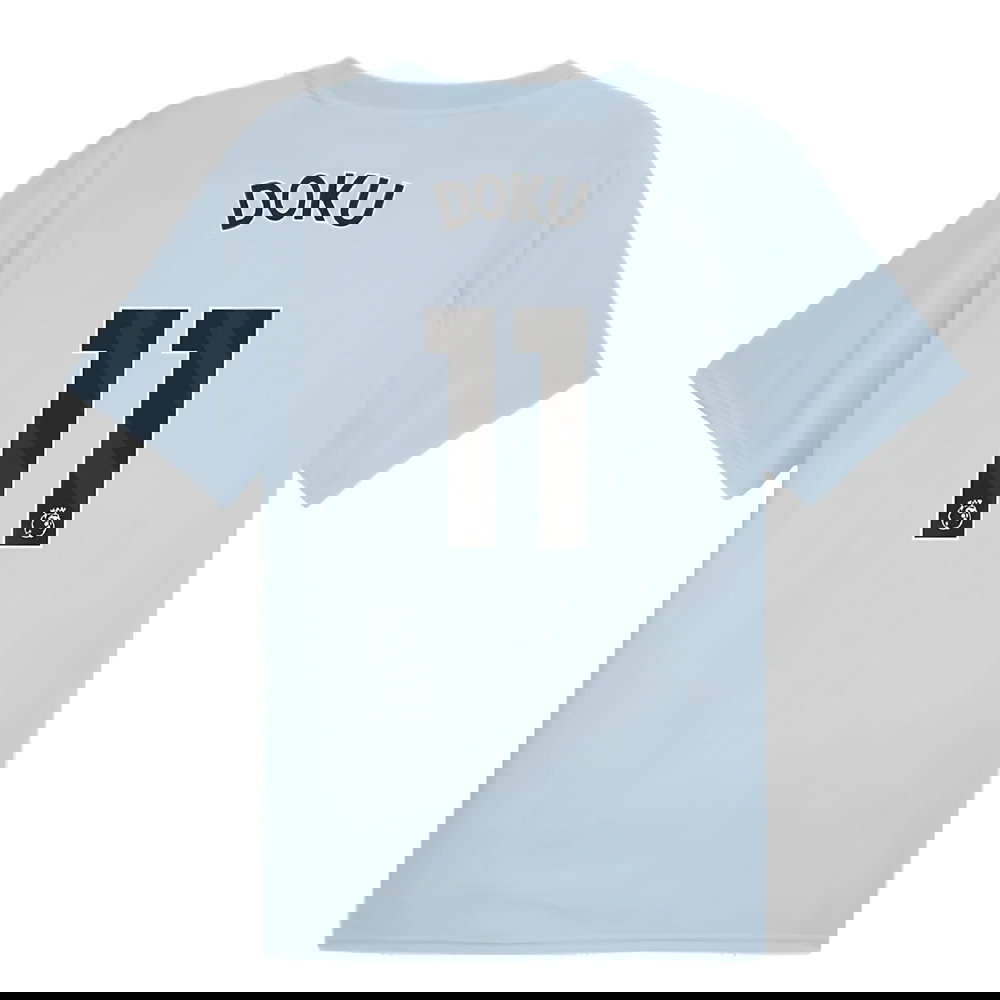 2023-2024 Man City Prematch SS Jersey (Silver Sky) (Doku 11)