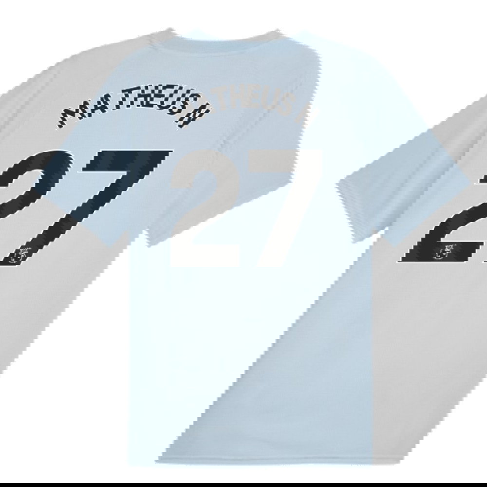 2023-2024 Man City Prematch SS Jersey (Silver Sky) (Matheus N 27)