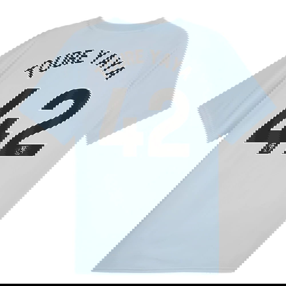 2023-2024 Man City Prematch SS Jersey (Silver Sky) (TOURE YAYA 42)