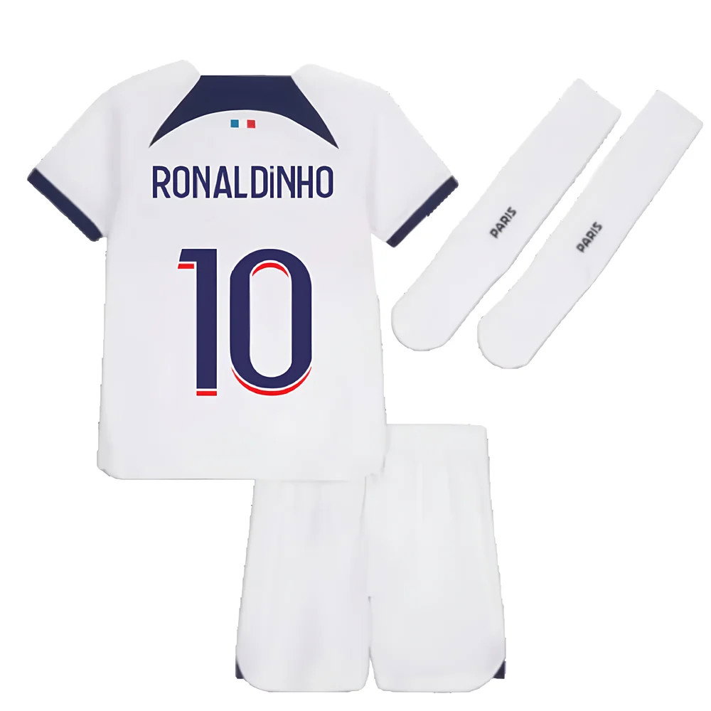 2023-2024 PSG Away Little Boys Mini Kit (Ronaldinho 10)