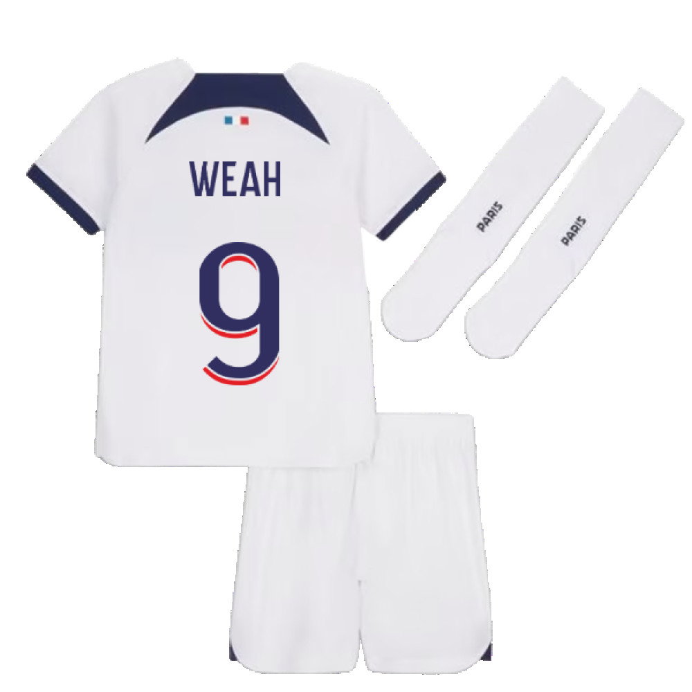 2023-2024 PSG Away Little Boys Mini Kit (Weah 9)