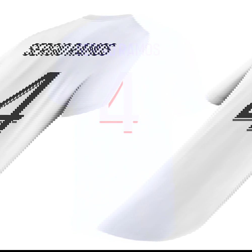 2023-2024 PSG Premium Essentials T-shirt (White) (Sergio Ramos 4)