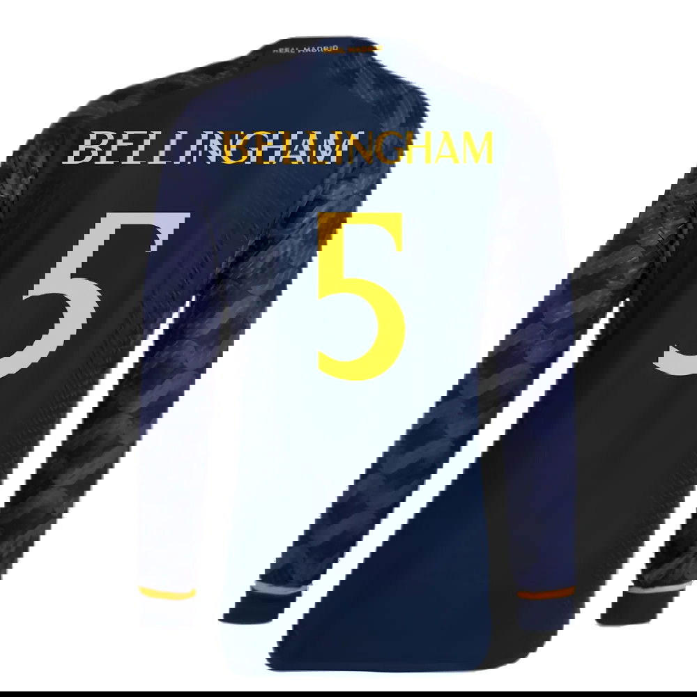 2023-2024 Real Madrid Authentic Long Sleeve Away Shirt (Bellingham 5)