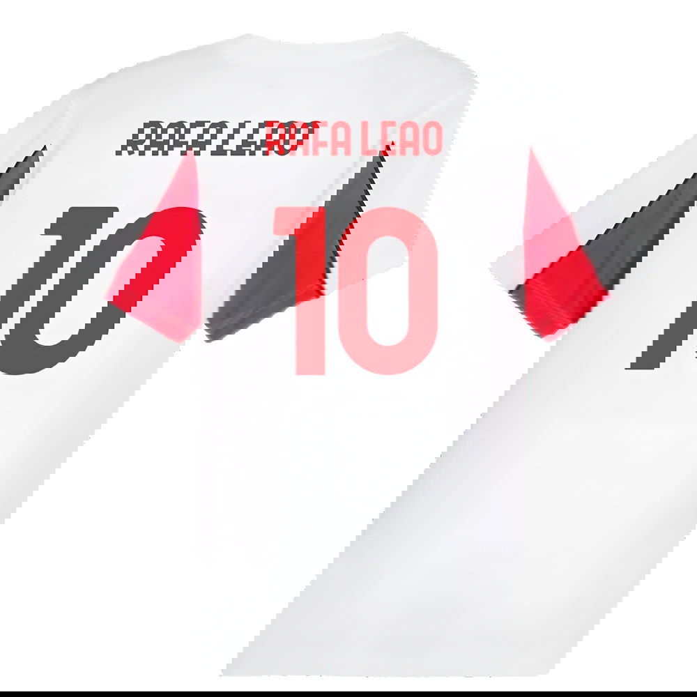 2024-2025 AC Milan FtblArchive Tee (White) (Rafa Leao 10)