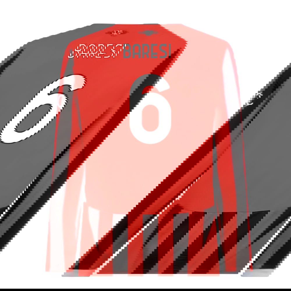 2024-2025 AC Milan Home Long Sleeve Shirt (Baresi 6)