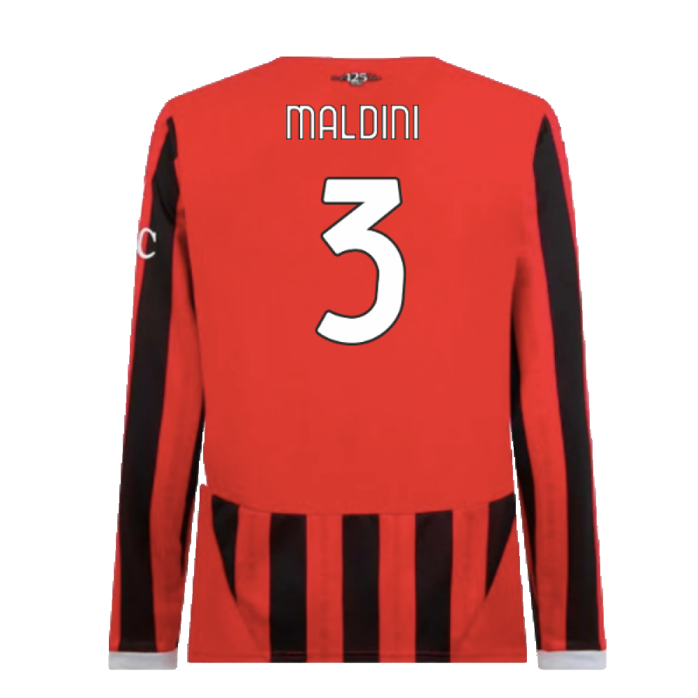 2024-2025 AC Milan Home Long Sleeve Shirt (Maldini 3)