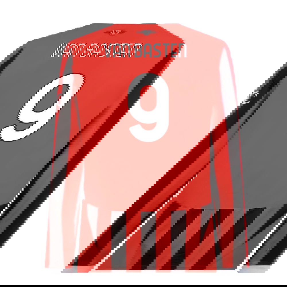2024-2025 AC Milan Home Long Sleeve Shirt (Van Basten 9)