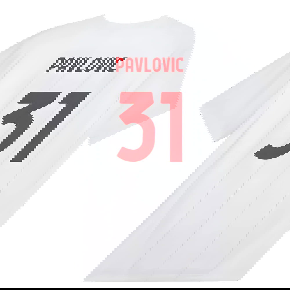 2024-2025 AC Milan Prematch SS Jersey (White) (Pavlovic 31)
