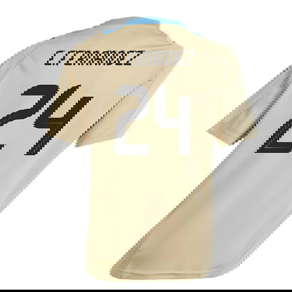 2024-2025 Argentina Training Jersey (Hazy Beige) - Kids (E.FERNANDEZ 24)
