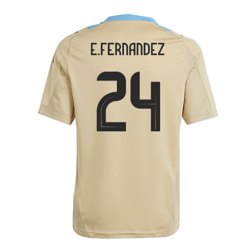 2024-2025 Argentina Training Jersey (Hazy Beige) - Kids (E.FERNANDEZ 24)