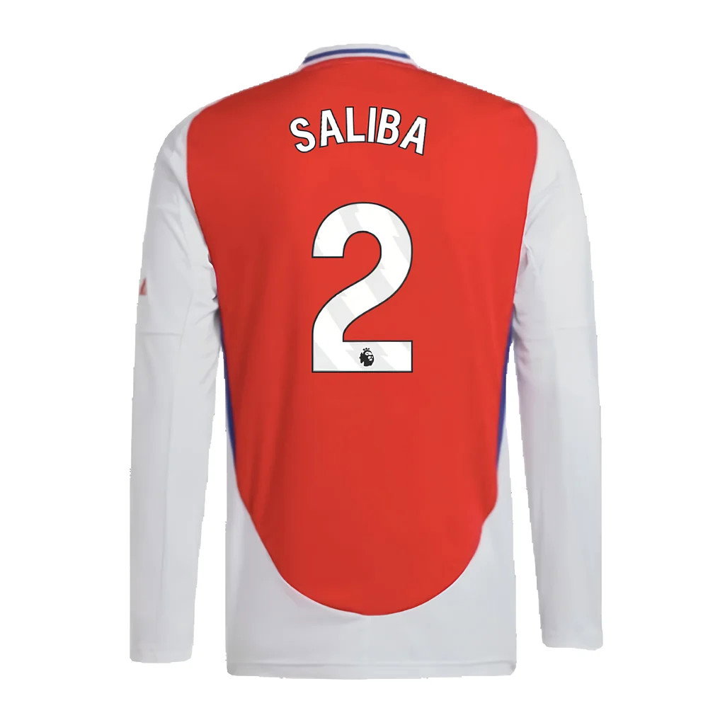 2024-2025 Arsenal Long Sleeve Home Shirt (Saliba 2)
