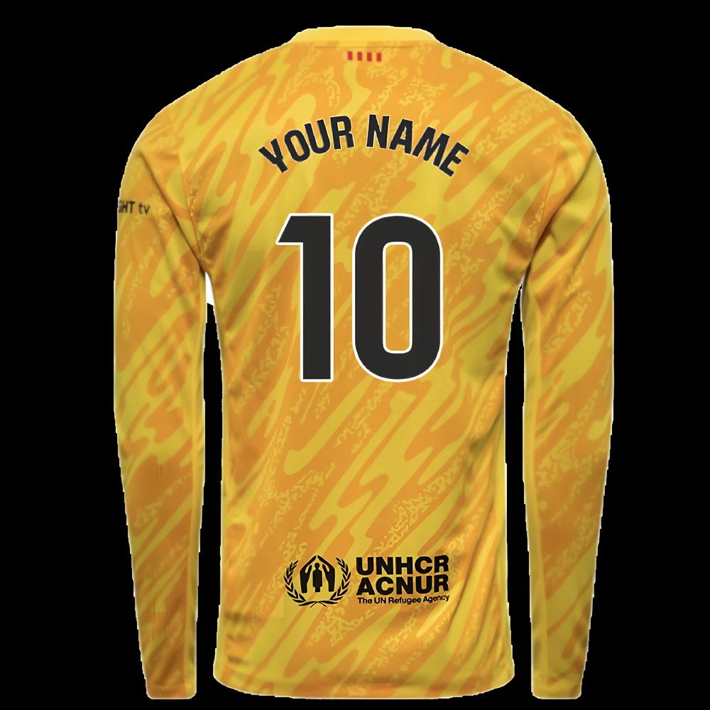 2024-2025 Barcelona Away Goalkeeper Shirt (Yellow) (Your Name)
