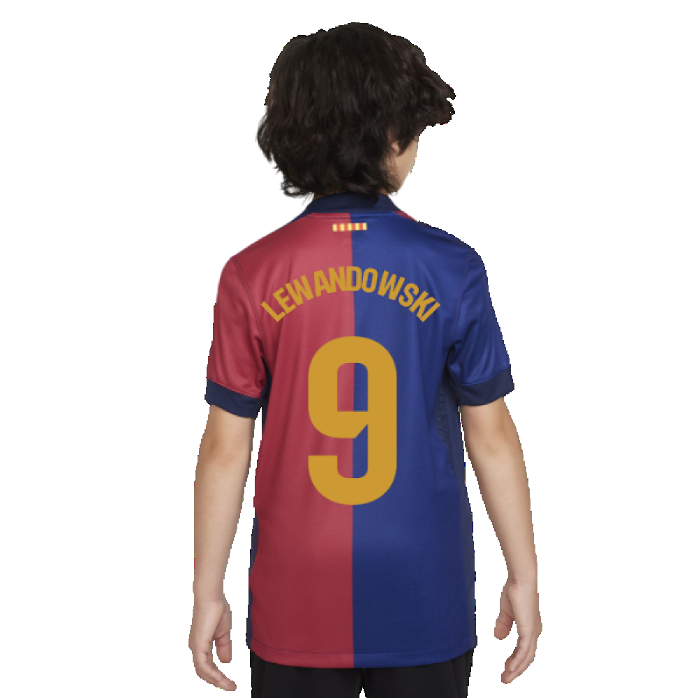 2024-2025 Barcelona Home Shirt (Sponsorless) - Kids (Lewandowski 9)