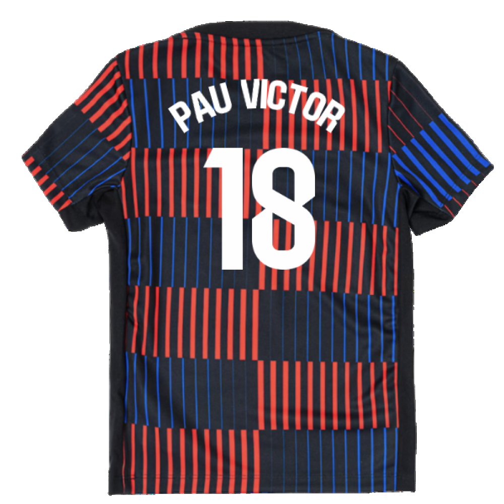 2024-2025 Barcelona Pre-Match Away Shirt (Navy) - Kids (Pau Victor 18)