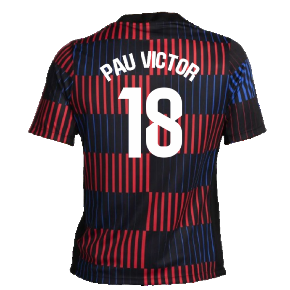 2024-2025 Barcelona Pre-Match Away Shirt (Navy) (Pau Victor 18)