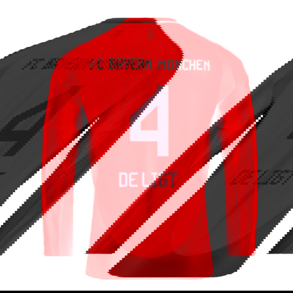2024-2025 Bayern Munich Long Sleeve Home Shirt (De Ligt 4)