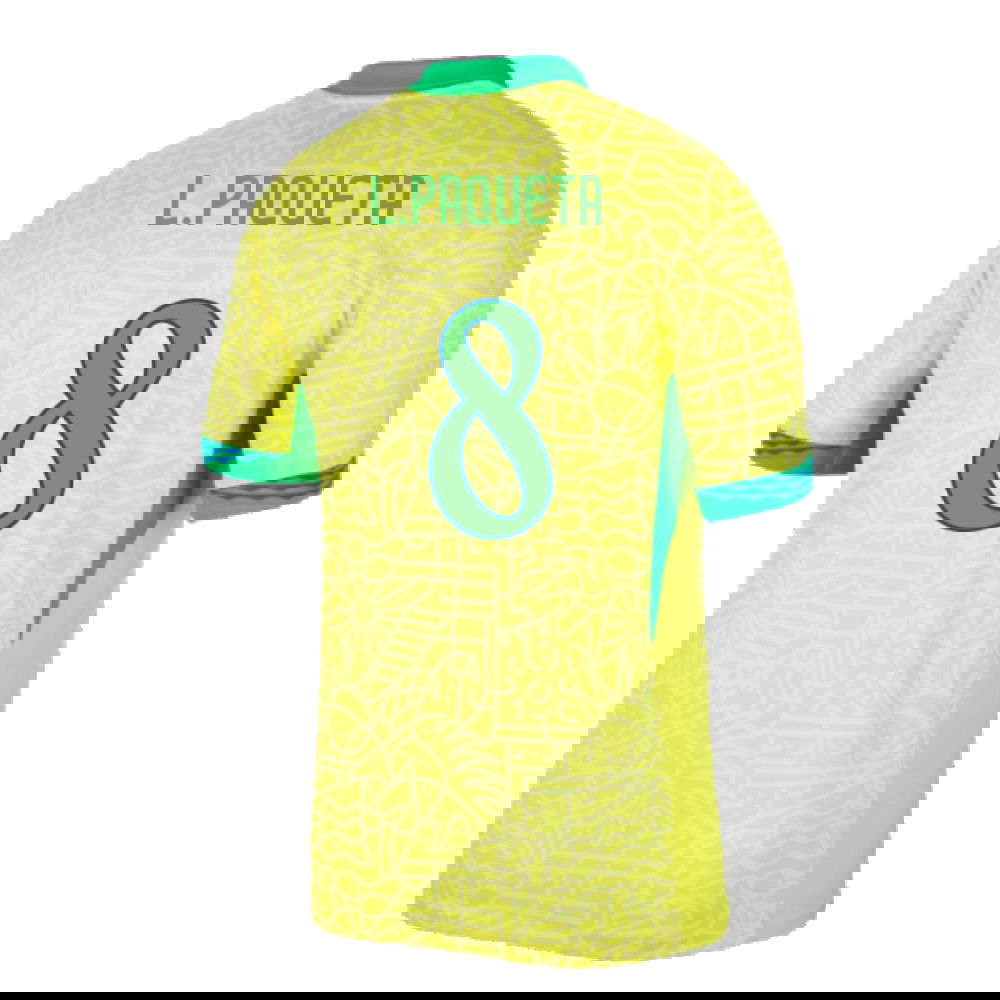 2024-2025 Brazil Home Dri-Fit ADV Match Shirt (L.Paqueta 8)