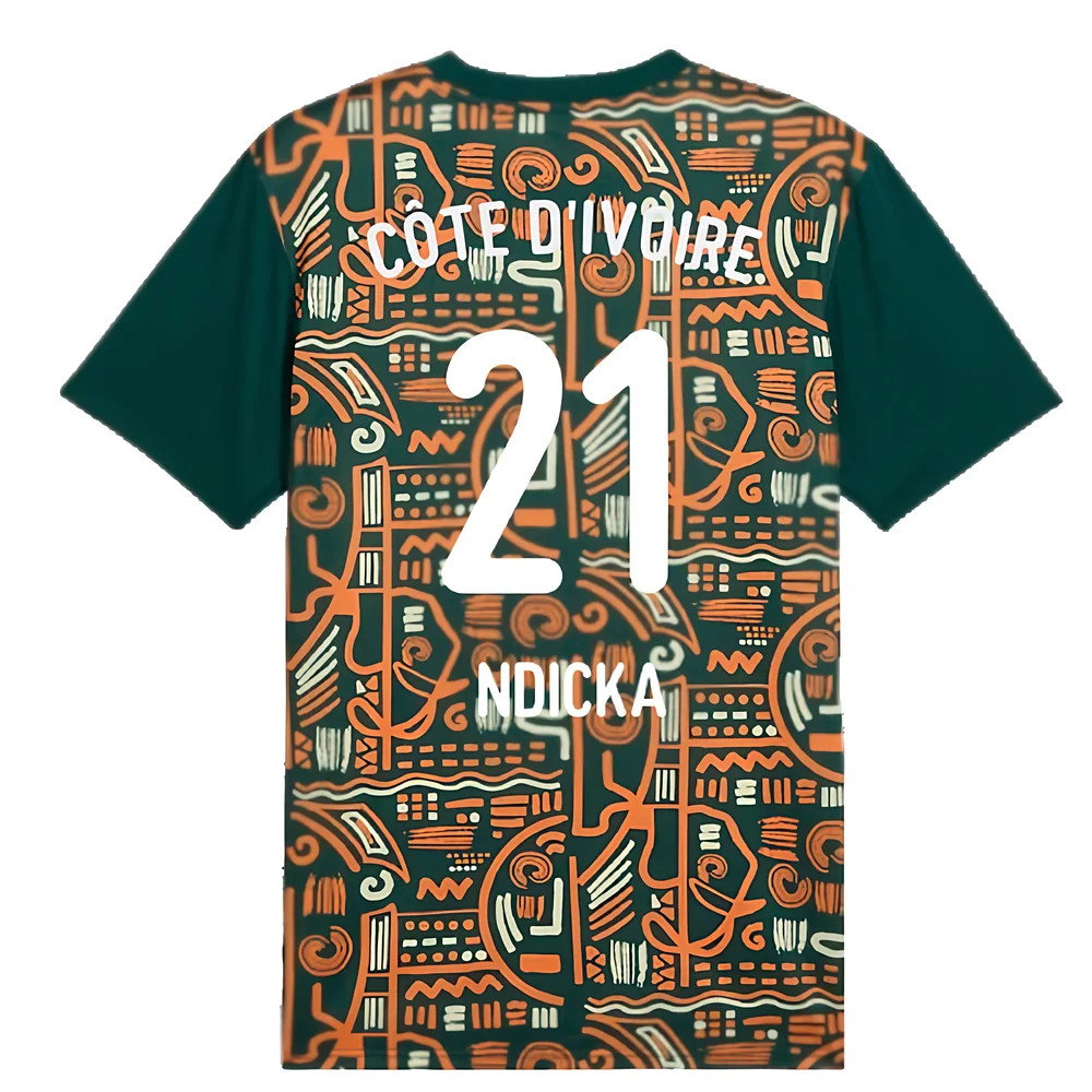 2024-2025 Ivory Coast Prematch SS Jersey (Dark Myrtle) (Ndicka 21)
