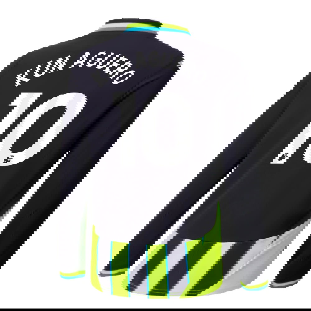 2024-2025 Man City Away Long Sleeve Shirt (Kids) (Kun Aguero 10)