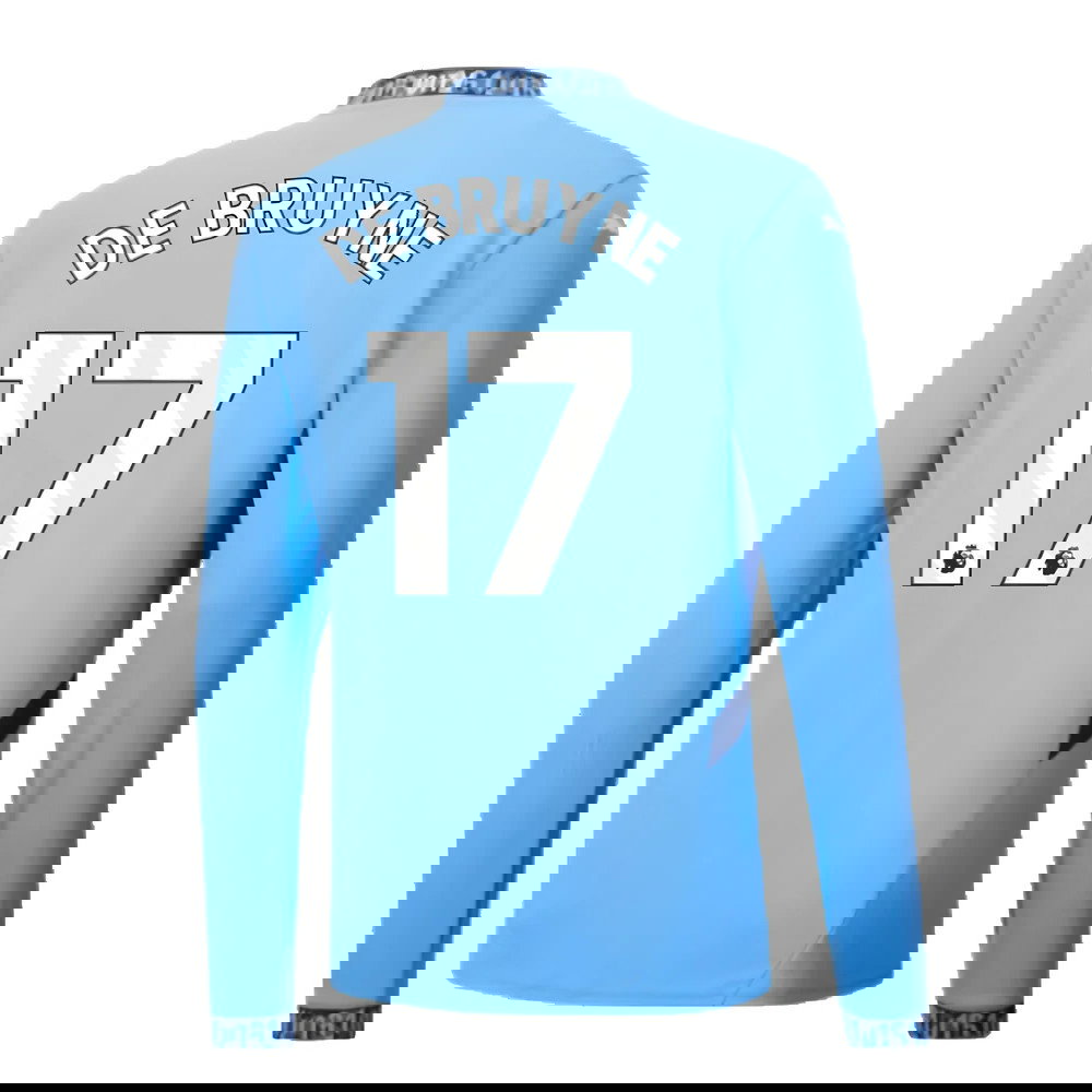2024-2025 Man City Home Long Sleeve Shirt (De Bruyne 17)