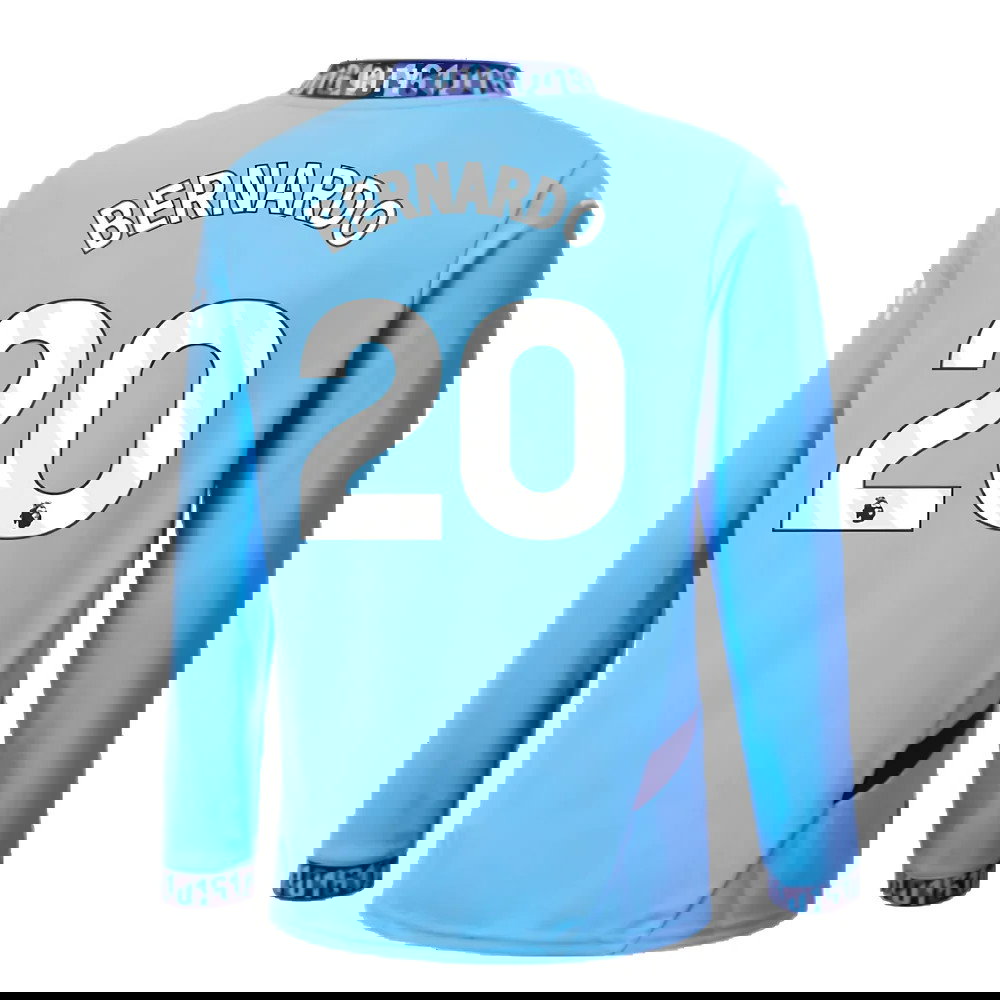 2024-2025 Man City Home Long Sleeve Shirt (Kids) (Bernardo 20)