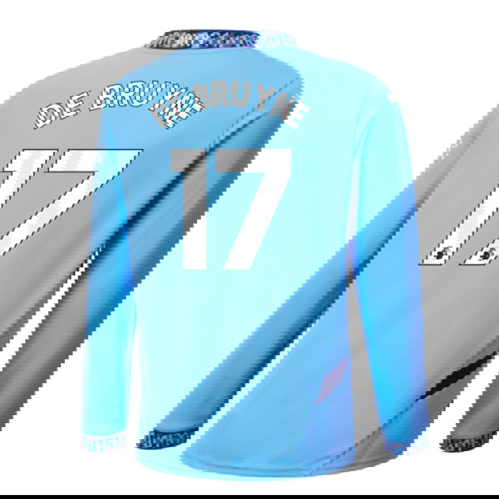 2024-2025 Man City Home Long Sleeve Shirt (Kids) (De Bruyne 17)