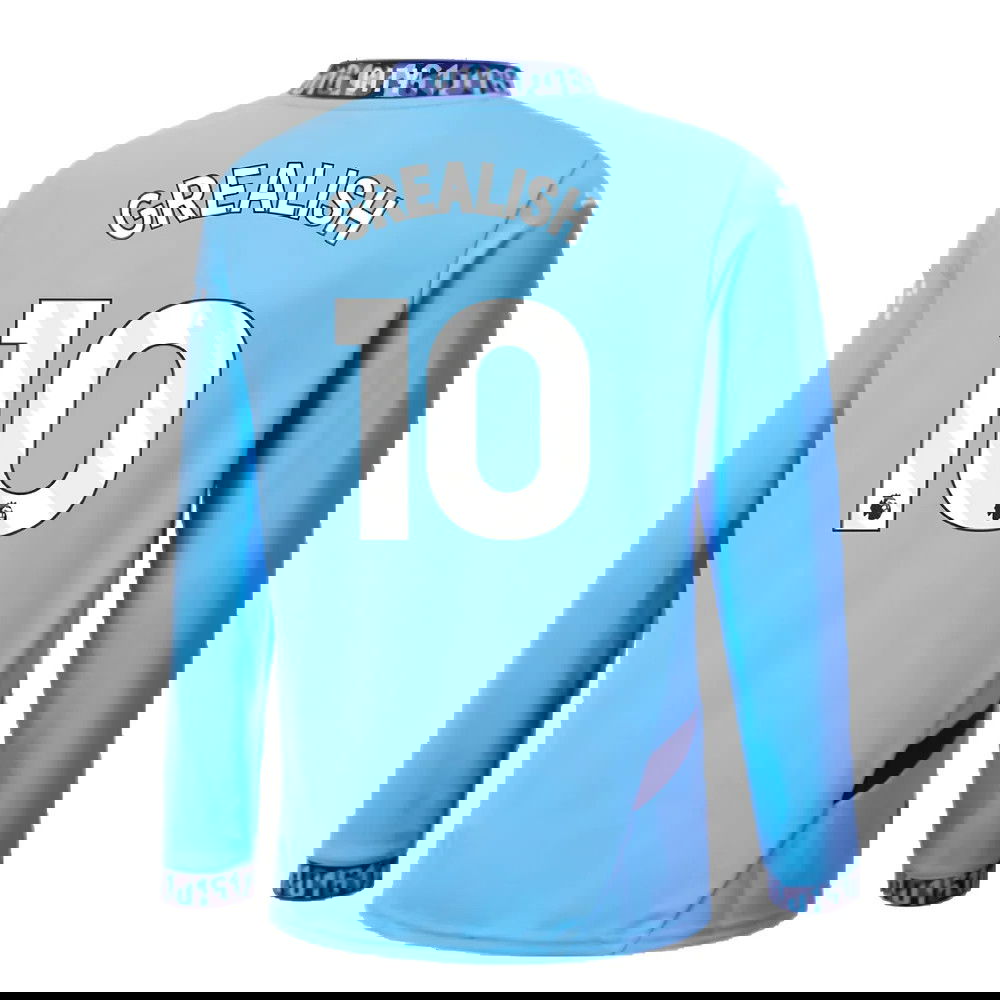 2024-2025 Man City Home Long Sleeve Shirt (Kids) (Grealish 10)