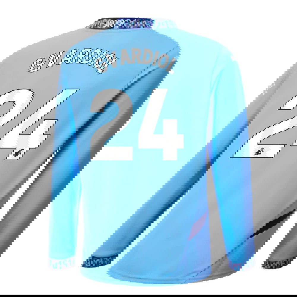 2024-2025 Man City Home Long Sleeve Shirt (Kids) (Gvardiol 24)