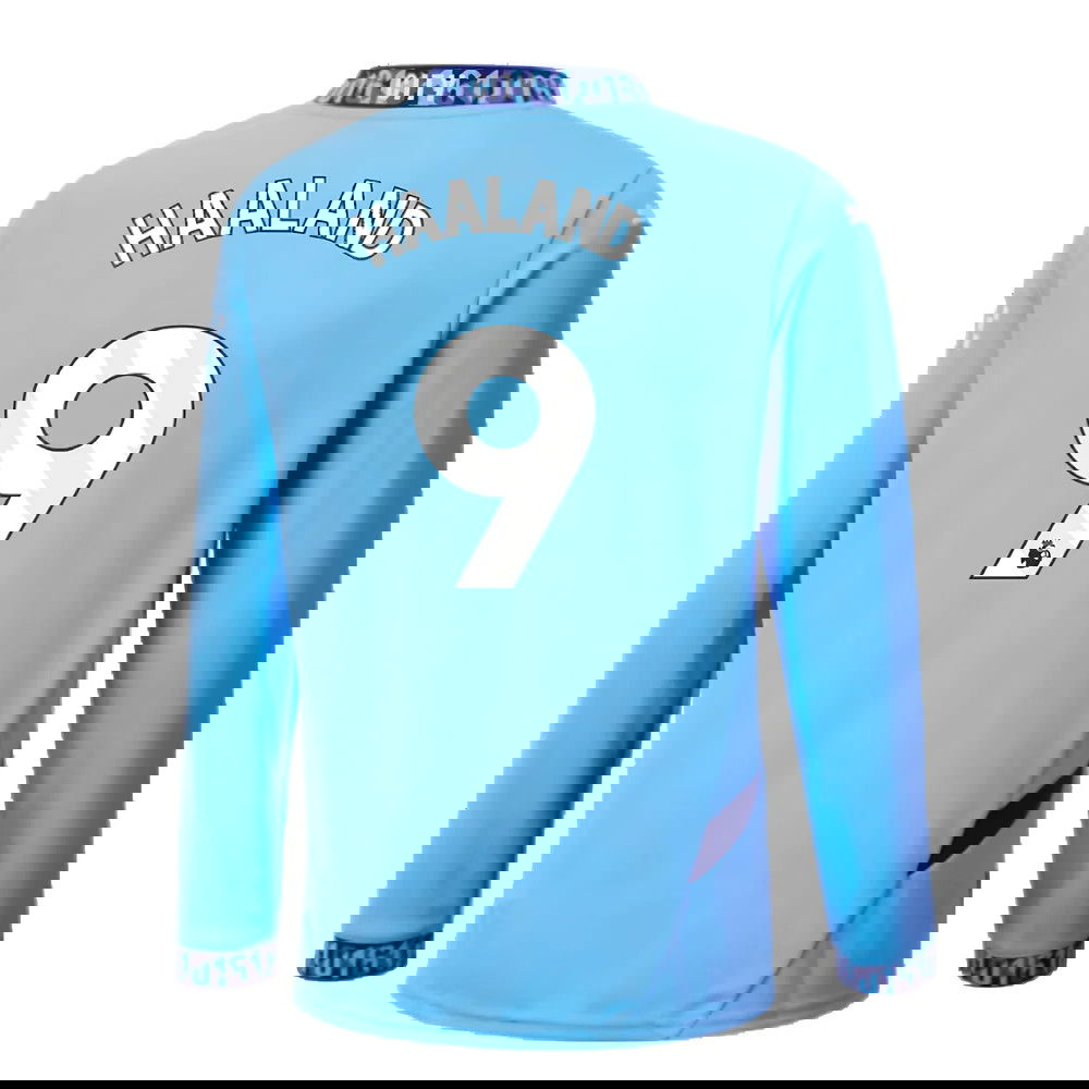 2024-2025 Man City Home Long Sleeve Shirt (Kids) (Haaland 9)